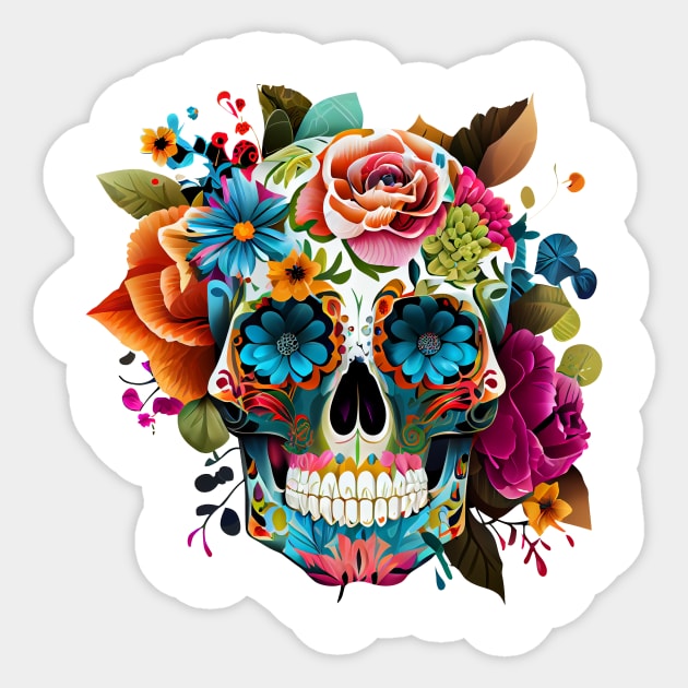 Colorful Skull watercolor Sticker by MikeNotis